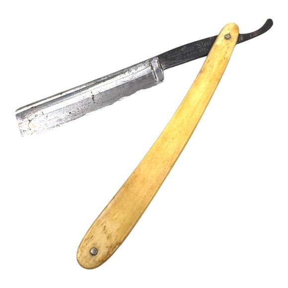 Antique M. Jung Wester Bros Anchor Brand Straight Razor With Yellow Handle READ - Picture 2 of 7
